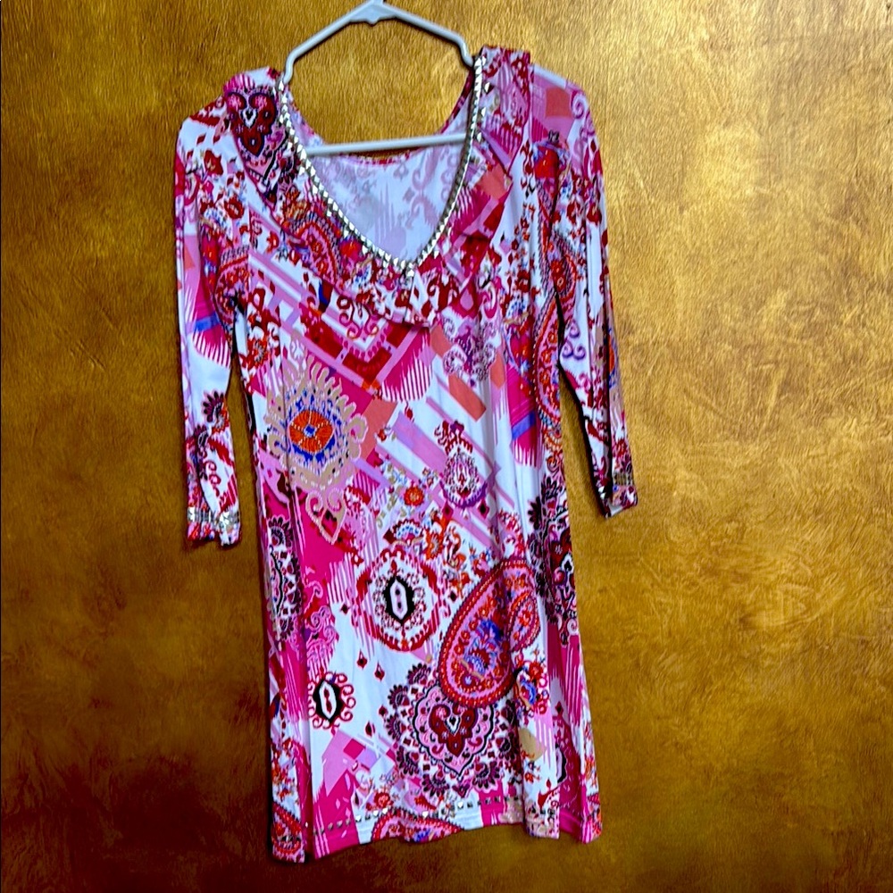 Vibrant Pink Patterned Women's Top